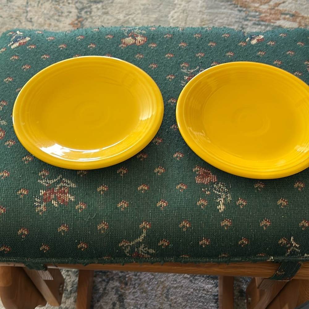 Fiesta pair of 7 inch bread and butter plates in bright yellow